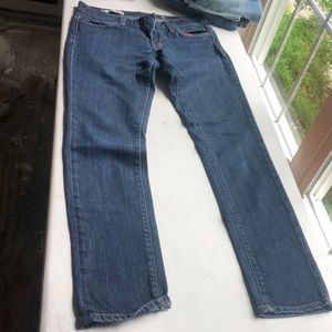 Red engine jeans